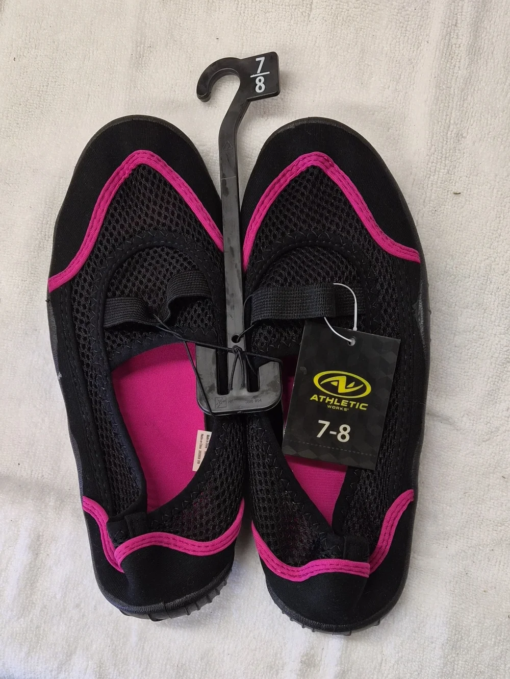 Athletic Works Black and Pink Women's Mesh Water Shoes Size 7-8